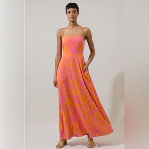 Sugarlips Pink and Orange Floral Print Maxi Dress